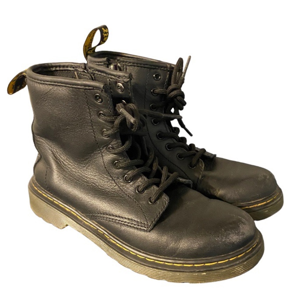 Dr Martens Doc Kids Sz 3 Leather Black Airwair Boots 1460 J Used Bouncing Soles